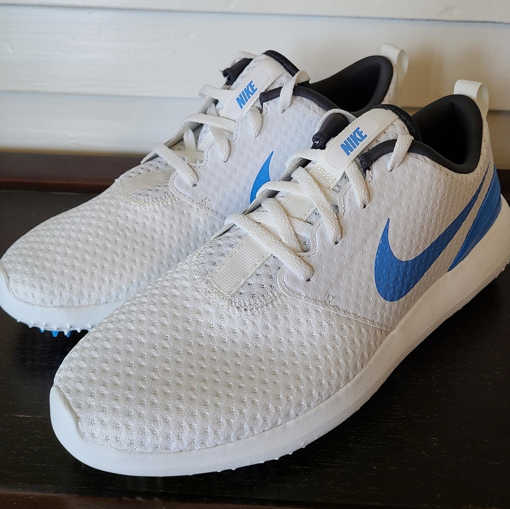Mens Nike Roshe G Golf Shoes White UNC Blue